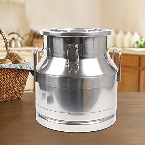 12L/3.17Gallon Stainless Steel Milk Can - Heavy Duty Milk Jug Bucket with Ergonomic Handle and Tight Lid, SS Liquid Solid Container, Non-Slip Base, Seamless Design, Simply Rinse for Clean - size: 12L/3.17Gallon