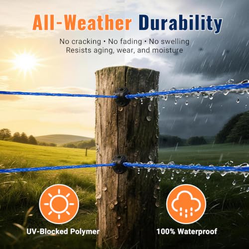 Electric Fence Wire 1640 Feet 500 Meters Electric Fencing Poly Wire Rope Line with Reliable Conductivity and Rust Resistance, UV Resistant 1/8inch Diameter - Blue - color: Blue, size: 1/8 x 1640FT