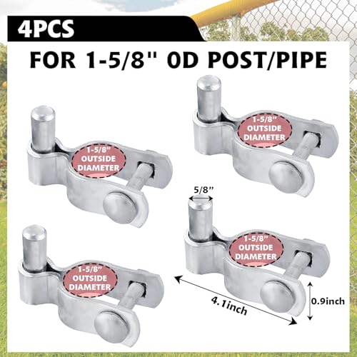 1-5/8" Chain Link Fence Frame Gate Post Male Hinge, Pack of 4, Galvanized Steel Gate Hinge for Fence Posts, Bolts & Nuts Included - size: 1-5/8" Male