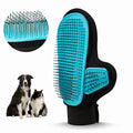 2025 Pet Grooming Glove with Tipped Pin Brush,Special Design Deshedding Glove, Perfect Petting Tool for Sensitive Dogs & Cats with Long & Medium Fur, Massage Mitt - Right-Hand - Blue