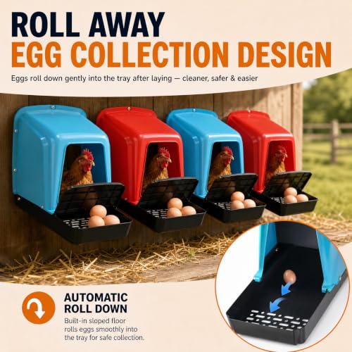12 Pack Chicken Nesting Boxes with Roll Away Design | Roll Away Egg Collection; Perch Design Helps Reduce Egg Pecking; Easy Clean Design; Bulk Chicken Coop Accessories