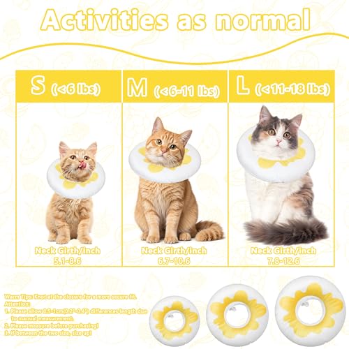 Cat Cone Collar Soft, Adjustable Cat Recovery Cone (Egg, M) | Stop Licking, Cute Kitten Donut Collar After Surgery, Elizabethan Collars for Kittens, Lightweight Cats Neck Cones - color: Egg, size: Medium