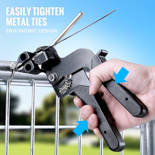 Stainless Steel Cable Tie Gun Kit + 200 Pcs Metal Zip Ties | All-In-One Dual-Size (11.8" & 7.8") Fastener Set with Industrial Shears for Farm Fence & Wire Mesh Repair