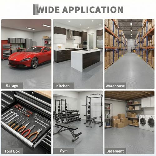 Petgrow 2.8mm Thickened Garage Floor Mat, Custom Size Parking Mat | Non-Slip PVC Floor Protector for Under Car,Golf Cart,Rubber Motorcycle Mat, Large SUVs,MPV, Pickup Truck,Gray - size: 4FT X 10FT