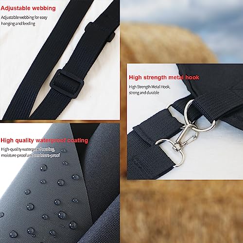 2 Pcs Hay Feeder for Goat, Nylon Goat Feeder, Slow Feed Hay Bag Less Hay Waste Tote Bag with Metal Ring and Adjustable Strap for Sheep Horses Goat and Cattle Low Feeding
