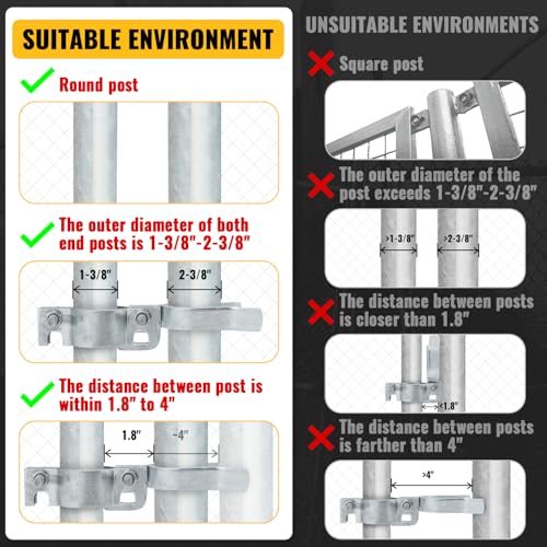 VIVIDA Chain Link Gate Latch 1-3/8" x 2-3/8", Fence Gate Fork Latch, 1 PCS | Galvanized Fence Gate Lock, Chain Link Fence Parts, Bolts & Nuts Included - size: 1-3/8" x 2-3/8" (1 PCS)