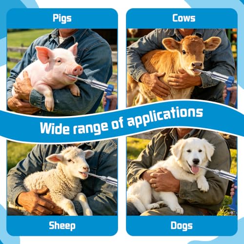 30ml Veterinary Drench Gun Adjustable Metal Oral Dosing Dispenser, Reusable Livestock Medicine Feeding Syringe, Durable Continuous Drenching Tool for Sheep, Cattle, Pig, Horse and Farm Animals (30ML)
