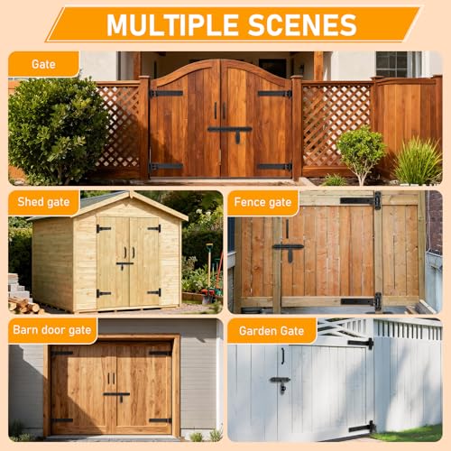 Heavy Duty Gate Hinges, 900 Lbs Capacity and Sealed Built-in Ball Bearings | 13" Bolt-On or Weld-On Hinges,180° One-Way Open Gate Hinges for Wooden/Metal Gates,Driveway Gates,Fence, Sheds( Matte black)