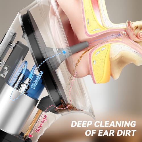 Ear Wax Removal, Electric Ear Cleaner, Ear Cleaning Kit-12 Nozzles | Safe Efficient Comfortable Pressure Modes, Upgraded Ear Wax Cleaner Irrigation Flushing System with Wastewater Recovery