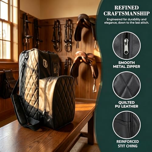 Thick PU Equestrian Storage Bag, Large Capacity Horse Riding Gear Organizer, Portable Travel Tote for Helmet, Boots, Gloves & Grooming Tools, for Barn, Trailer & Equestrian Events