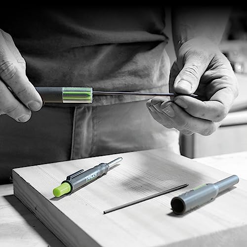 Tracer Mechanical Carpenter Pencils Set with Replacement Lead (6 Pack) - Construction Pencil with Site Holster - All In One Marking Kit for Carpenter Tools Contractor Pencils - AMK1 | Holster with Belt Clip and Carpenter Pencil Sharpener, 6 Pack of 2.8mm