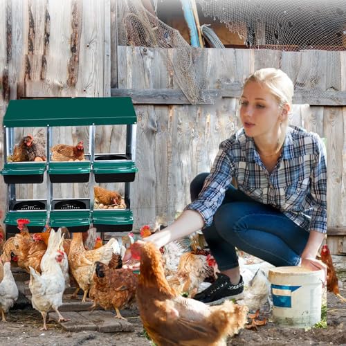 Chicken Nesting Boxes, 6 Holes Metal Chicken Egg Laying Box with Swing Perch and Rollout Egg Collection,for Various Chicken Breeds Without Stand - Green 0.6mm - color: Green 0.6mm-6 Holes, size: Without Stand