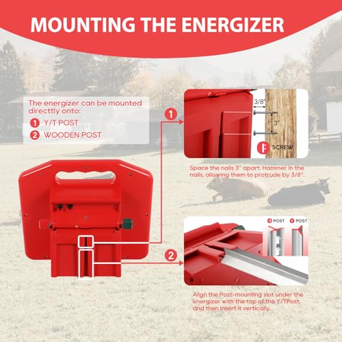 S600 Solar Electric Fence Charger - 35 Mile Range, 0.65 Joules Powerful Solar Fence Charger, Ideal for Livestock and Garden Protection - size: S600