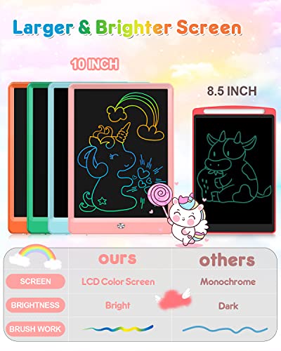 FLUESTON LCD Writing Tablet for Kids, 10 Inch Doodle Board, Colorful Drawing Pad for Toddler, Educational Travel Toy Gifts for 3-8 Year Old Girls Boys, Erase Lock Writing Board - Pink - color: Cute Pink, size: 11"W x 7.5"H