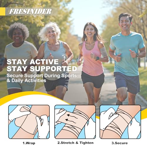FRESINIDER Premium Elastic Bandage Wrap 4 Inch, 18 Pack, Hook and Loop | All-Purpose 4-Inch Cotton Compression Wrap for Knee, Calf and Elbow; Bulk Box for Clinics, Teams and First-Aid Stations. - color: 18 Pack X 4 Inches