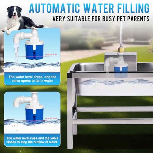 3Gal Automatic Dog Water Bowl Dispenser for Large Dogs Outdoor | Elevated Dog Water Bowl with Stand, Stainless Steel Pet waterer with Float Valve for Large Breed, Reduces Neck Pressure