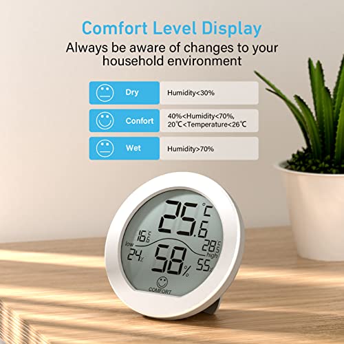 SECRUI Digital Hygrometer Thermometer for Room Temperature Humidity Meter Indoor Thermometer Accuracy Calibration LCD Temperature Sensor with Maximum and Minimum Records, TH1, White (Pack of 2) - color: White, size: TH1x1 (Pack of 2)