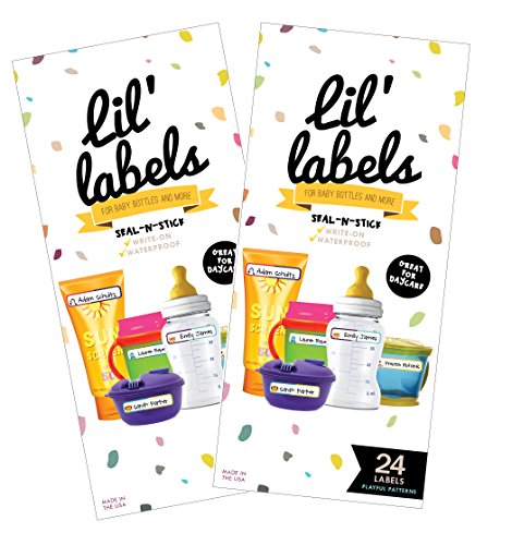 Bottle Labels, Write-On Name, Self-Laminating, Waterproof, Baby Bottle Label for Daycare, Made in the USA (Playful Patterns Set of 2) - color: Playful Patterns Set of 2