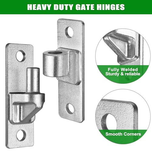 4.9" Heavy Duty Gate Hinges, Wall Mount Female Male Hinges | 2 Pairs, Hot-Dip Galvanized Finish, Provides Stable Support, Smooth Opening and Closing for Wooden Fences and Farm Gates - color: Silver2, 2 Pack