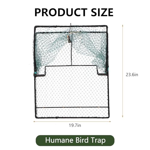 Humane Pigeon Trap,Bird Trap for Quail,Turkey(19.7x23.6 inch) | Net Traps,Metal-Frame Mesh Trap