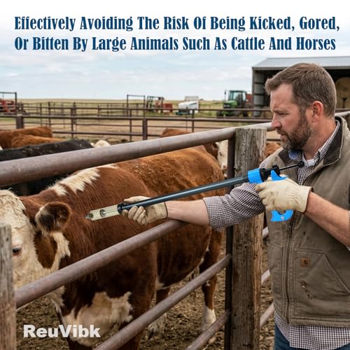 50ml Repeating Livestock Syringe Gun–Long Pole Veterinary Injector | with 5 Dose Settings, Ergonomic Grip, Clear Barrel & Luer Lock for Cattle, Horses, Goats, Sheep, Pigs - size: Blue Long Arm 50ML