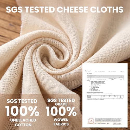 6Pcs Cheese Cloths 18x18 Inch, Grade 100 Cheesecloth for Straining | Reusable Cheese Cloth With Reinforced Edges, Unbleached Cotton Muslin Fabric Strainer for Baking,Juicing,Milk,Cheese, Crafts - size: 6 PCS - 18x18 Inch