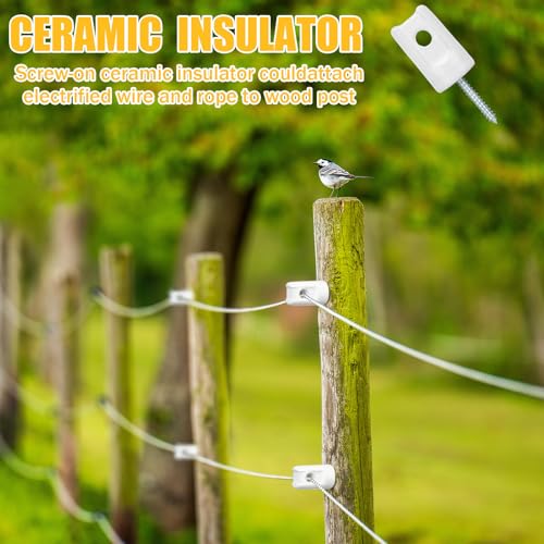 Blulu 25 Pack Ceramic Electric Fence Insulator Heavy Duty Ceramic Porcelain Lag Screw Insulator for Wooden Post Electrical Wire Ground Fencing Agricultural and Ranchers Supplies