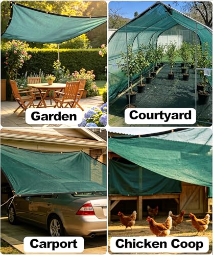 70% Green Shade Cloth 6ft x 8ft Sun Shade Netting with Grommets | Breathable UV Block Balanced Shade for Garden, Plants Cover Patio, Pergola, Chicken Coop, Kennel, Vegetables, Greenhouse - size: 70%-6 FT x 8 FT