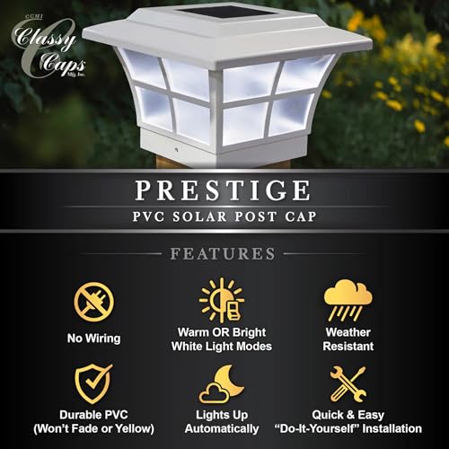 Classy Caps Prestige Solar Post Cap (White) - color: White