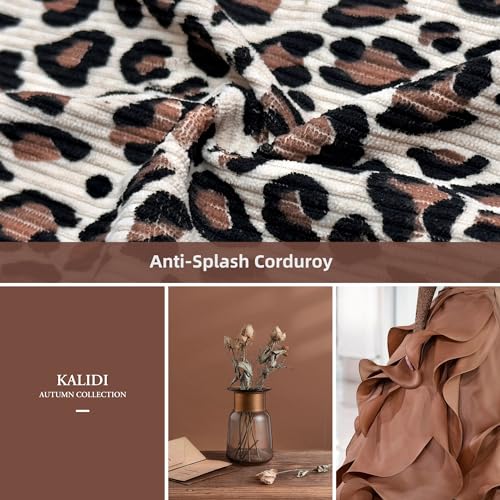 KALIDI Corduroy Tote Bag, Large Slouchy Hobo Messenger Crossbody Bag | Anti Splash Zipper Side Pockets Shoulder Bag Adjustable Strap Lightweight Casual Work Shopping Women - color: Leopard