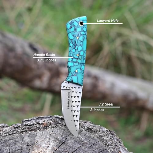 Custom Handmade 7'' fixed blade hoof rasp knife/Cow boy knife/Damascus steel Bull cutter cowboy knives with pancake leather sheath (SUSA 119) - color: SUSA 119