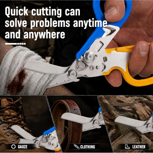 6-in-1 Heavy-Duty Emergency trauma shears (Blue yelloy) - color: Blue Yelloy