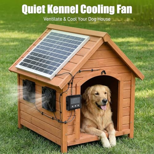 25W Solar Fan for Chicken Coop with Battery and 2000mAh Battery, 3 Smart Modes, 4.7" Dual Fans, Solar Shed Fan & Solar Exhaust Fan for Greenhouse, Dog House, Attic & Outdoor Cooling