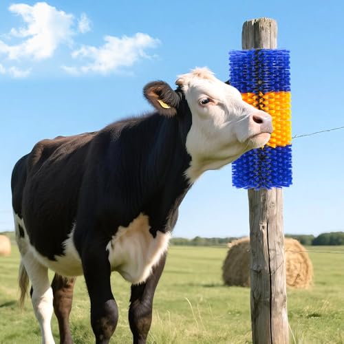 Uross Livestock Scratching Brush 2PCS- Goat Horse Cow Scratching Post for Grooming, 17" x 7.9" Horse Cow Cattle Goat scratcher Brush with 8 Screws for Back Itch Relief & Keep Cleaning