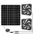 15W Solar Powered Fan for Chicken Coop, Solar Panel Fan Ventilation Exhaust Kits for Greenhouse Outside Shed Doghouses Pet House, Included 2 IP65 Waterproof Fans