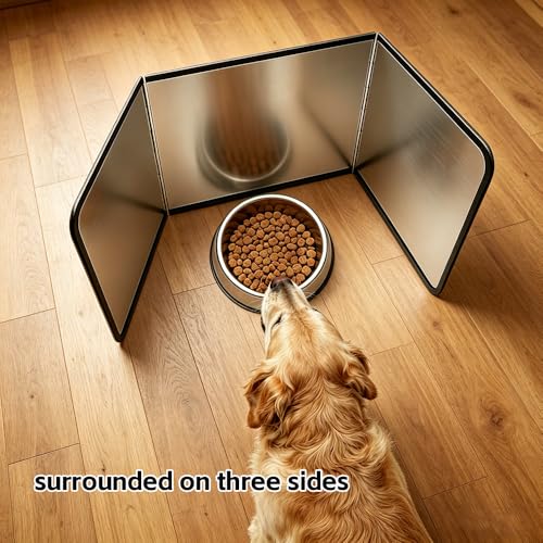 Foldable Stainless Steel Cat & Dog Splash Guard – Black Foam Strap & Edges, Food & Litter Spill Protector for Messy Eater Pets, Walls & Floors & Kitchen (15.7 * 11.8 in-2 Sises) - size: 15.7*11.8 in-2 Sises