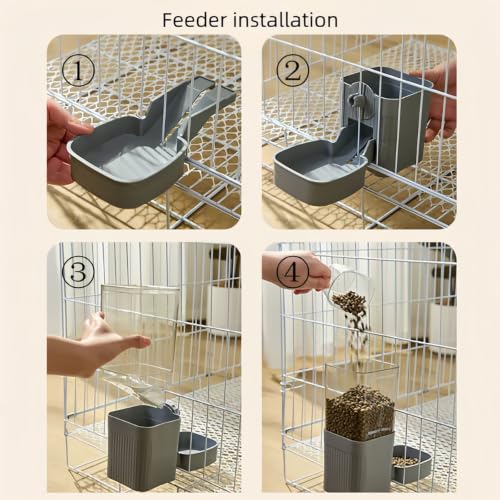 Hanging Automatic Food Water Dispenser,Rabbit Feeder Guinea Pig Water Bottle Food Feeder for Ferret Guinea Pig Rabbit Bunny Cage Accessories (Grey) - color: Grey