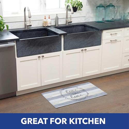 Home Dynamix Cozy Living Home Sweet Home Modern Farmhouse Runner Anti-Fatigue Kitchen Mat, Non-Slip Floor Mat, Padded Standing Desk Mat, Grey/Beige, 17.5"x30" - color: Grey/Beige, size: 18"L x 30"W x 0.5"Th
