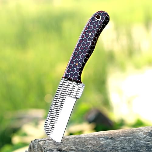 Custom Handmade 7'' fixed blade hoof rasp steel/Cow boy knife/Damascus steel Bull cutter knife, cowboy knives with pancake leather sheath (SUSA 112) - color: SUSA 112