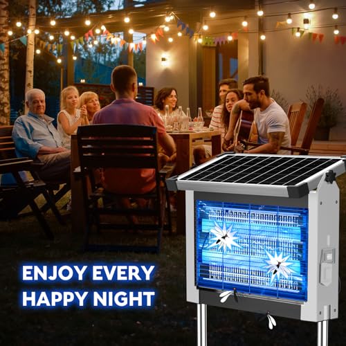 PhatroyYee Solar Bug Zapper, 4500V Mosquito Zapper Killer Trap Rechargeable | Solar Power & USB-C Dual Charge Options, 4000mAh Rechargeable, IPX5 Waterproof, Auto Mode, 1/2 Acre, Backyard Garden Friendly - color: White