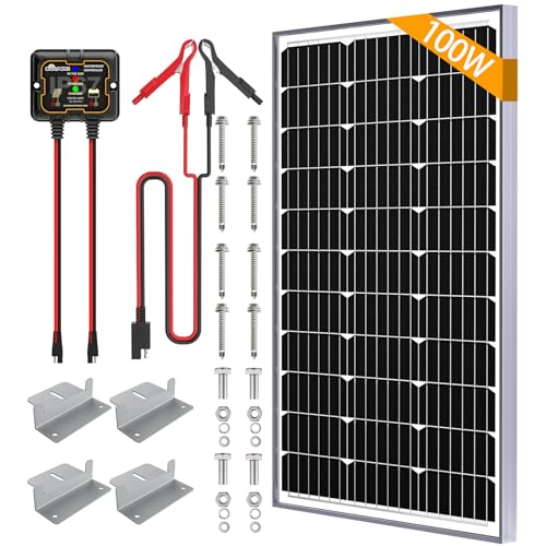 100W 12V Solar Battery Charger Waterproof Solar Battery Maintainer | Solar Panel Kit + Mppt Controller Solar Panel Trickle Charging for Car RV Boat Motorcycle Marine Trailer Automotive Truck - size: 100W MPPT Kit