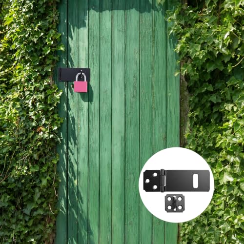 24 Pcs 3 Inch Lock Hasp Latch, 3 Inch Padlock Hasp Latch Set, Heavy Duty Black Door Lock Hasp Latch for Cabinet, Gate, Fence, Window, Garden, Yard Security