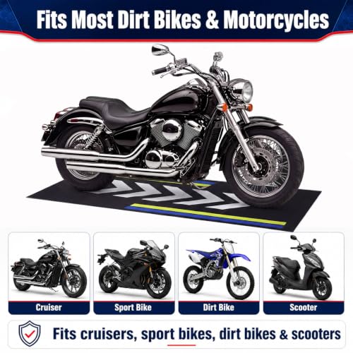Drydiet Motorcycle Mat Garage Floor Rug Washable Parking Mats for Garage Floors Non Slip Oil Absorbent Pad Rubber Backing Layer Protects Floor(Arrow Style,98 x 40 Inch) - size: 98 X 40 Inch, style: Arrow Style
