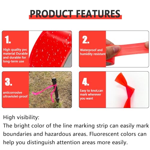 2 Pack Orange Flagging Tape, Non-Adhesive Plastic Ribbon Neon Marking Roll | 1"*400ft, Marking Tape for Tree Marking, Hunting, Boundaries and Hazardous Areas,Trail Marking - color: Orange-2pack
