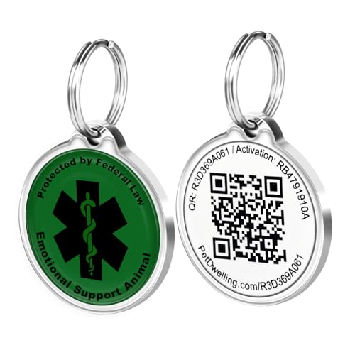 ESA ID Tag with QR Code – Emotional Support Animal Tag for Dogs & Cats, Scan to Contact Owner Instantly, No App Needed, Free Pet Profile - color: Green