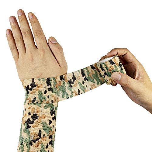 FRESINIDER 9 Rolls Self Adhesive Wrap Athletic Tape Gauze, Breathable Elastic Cohesive Bandage for Sports Injury & Pet (7 Pcs 2" x 5 Yards + 2 Pcs 1" X 5 Yards) (German Woodland Camo) - color: German Woodland Camo