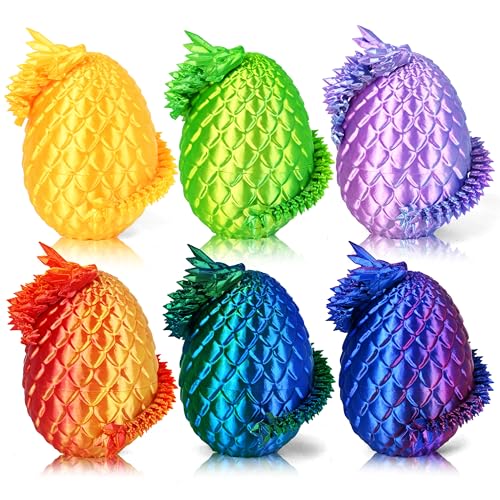 Impossmaker 8‘’ 3D Dragon Eggs with Dragon Inside, Easter Basket Stuffers Mini Egg Set Articulated Unique Easter Basket Essentials for Adults Kids (6 Pack) - style: 6P-S3