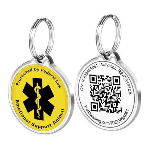 ESA ID Tag with QR Code – Emotional Support Animal Tag for Dogs & Cats, Scan to Contact Owner Instantly, No App Needed, Free Pet Profile - color: Yellow