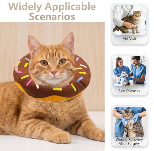 Cat Cone Collar Soft, Adjustable Cat Recovery Cone (Brown, L) | Stop Licking, Cute Kitten Donut Collar After Surgery, Elizabethan Collars for Kittens, Lightweight Cats Neck Cones - color: Brown, size: Large