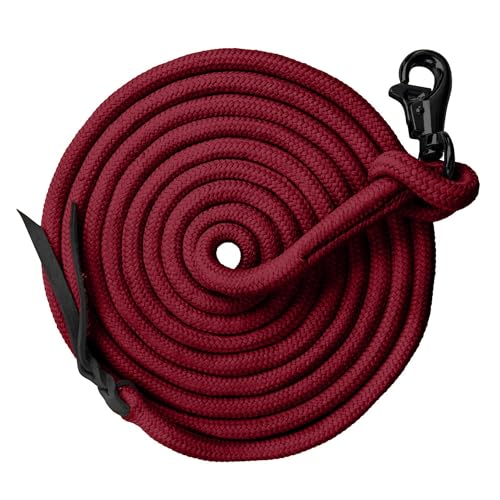 Clinician Braided Training Lead, Bull Snap, 15 ft, Red with Black Nickel | Heavy duty braided lead with swivel bull snap, balanced weight gives clear feel for groundwork and lunging